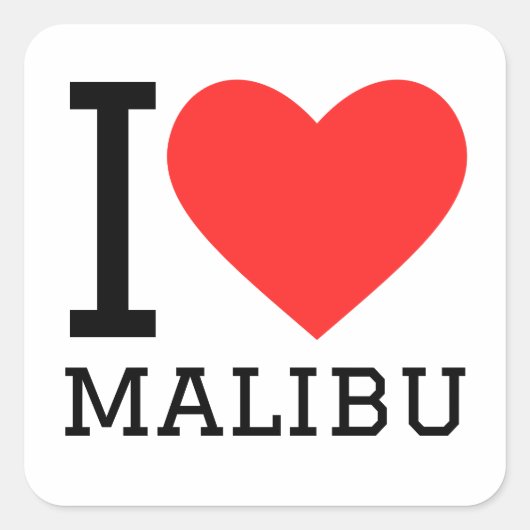Sticker Carré J'aime malibu (Devant)