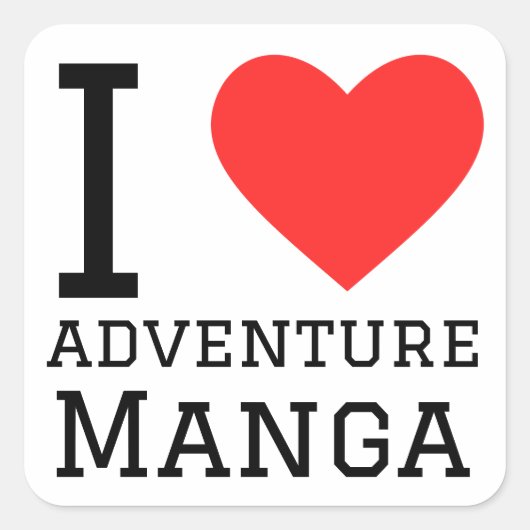 Sticker Carré J'aime manga aventure (Devant)