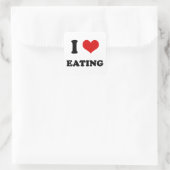 Sticker Carré J'aime manger (Sac)