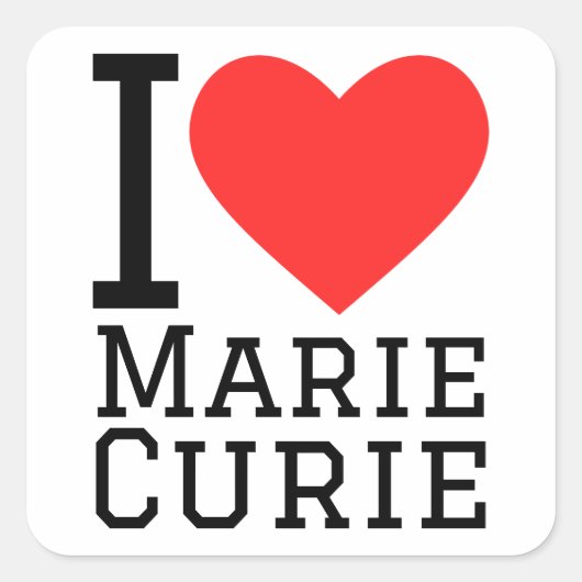 Sticker Carré J'aime marie curie (Devant)