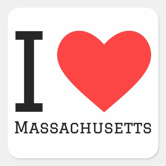 Sticker Carré J'aime Massachusetts (Devant)