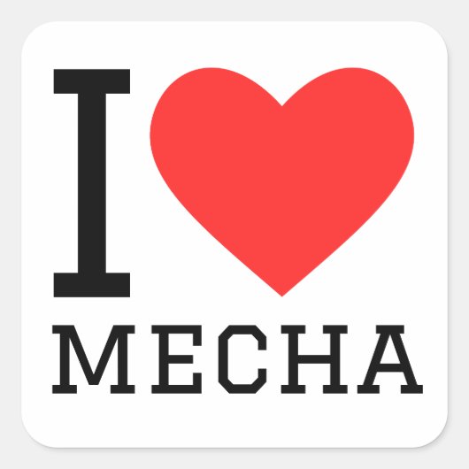 Sticker Carré J'aime mécha (Devant)