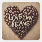 Sticker Carré J'aime mes haricots (Devant)
