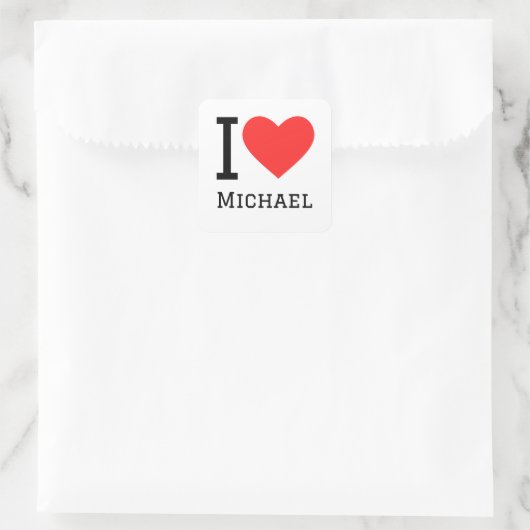 Sticker Carré J'aime michael (Sac)