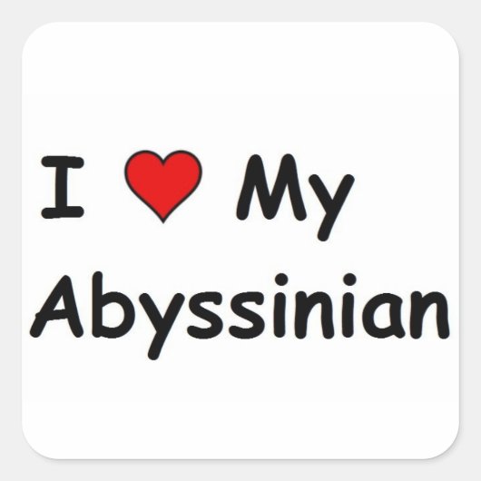 Sticker Carré J'Aime Mon Abyssinian (Devant)