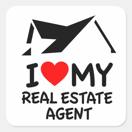 Sticker Carré J'aime mon agent immobilier (Devant)