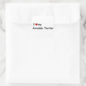 Sticker Carré J'Aime Mon Airedale Terrier (Sac)