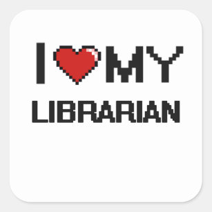 Sticker Carré J'aime mon bibliothécaire