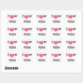 Sticker Carré J'aime mon caniche (Feuille)