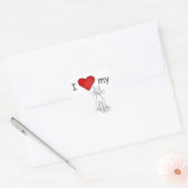 Sticker Carré J'Aime Mon Chat - Blanc (Enveloppe)