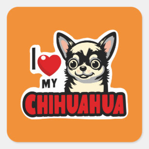 Sticker Carré J'Aime Mon Chihuahua