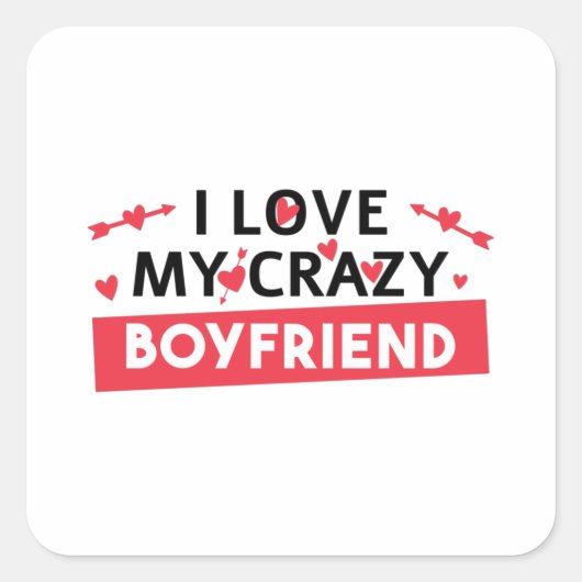 Sticker Carré J'aime mon copain fou (Devant)