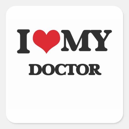 Sticker Carré J'aime mon docteur (Devant)