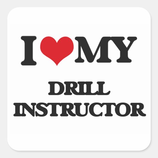 Sticker Carré J'aime mon instructeur de forage (Devant)