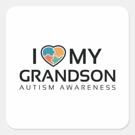 Sticker Carré J'Aime Mon Petit-Fils (Devant)
