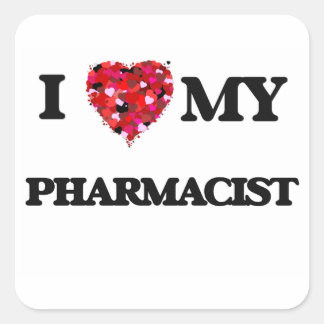 Sticker Carré J'aime mon pharmacien