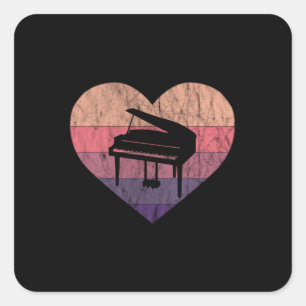 Sticker Carré J'aime mon piano à queue