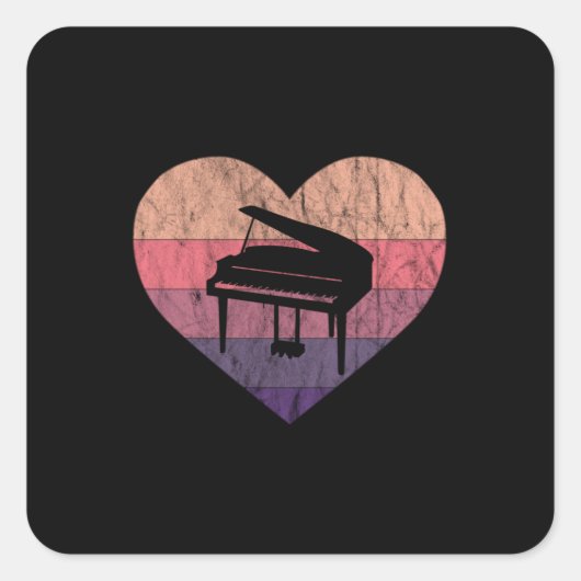 Sticker Carré J'aime mon piano à queue (Devant)