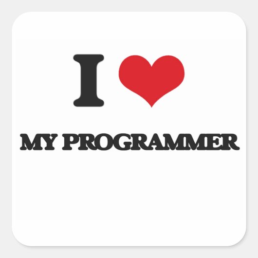 Sticker Carré J'aime mon programmeur (Devant)