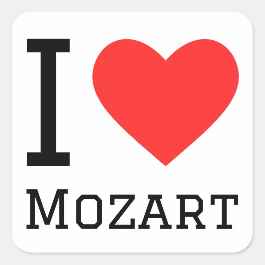 Sticker Carré J'aime Mozart (Devant)