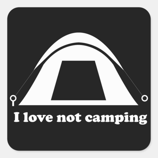 Sticker Carré J'Aime Ne Pas Camping (Devant)