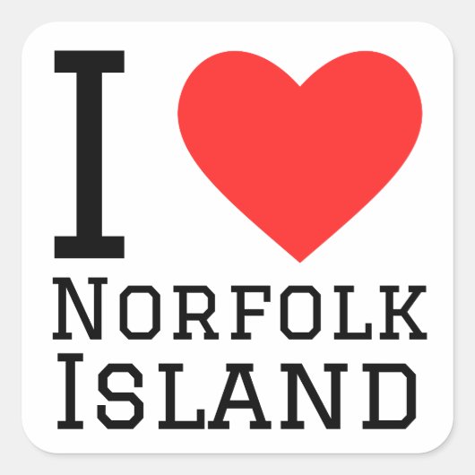 Sticker Carré J'aime Norfolk Island (Devant)