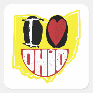 Sticker Carré J'Aime Ohio Sourire Un Visage Heureux