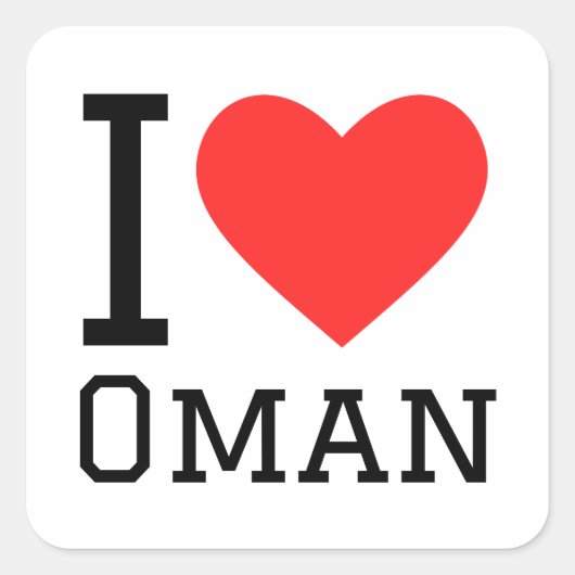 Sticker Carré J'aime Oman (Devant)
