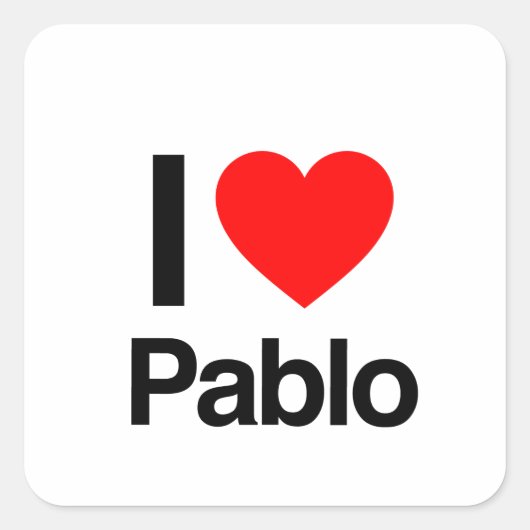 Sticker Carré j'aime pablo (Devant)
