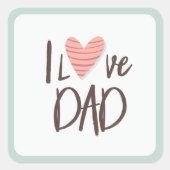 Sticker Carré J'aime papa - fête des pères - coeur (Devant)