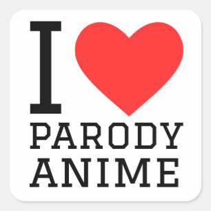 Sticker Carré J'aime parodique anime