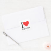 Sticker Carré J'aime Patricia (Enveloppe)