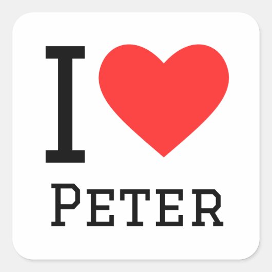 Sticker Carré J'aime peter (Devant)