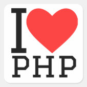 Sticker Carré J'aime php (Devant)