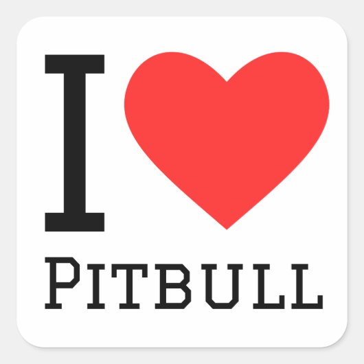 Sticker Carré J'aime pitbull (Devant)