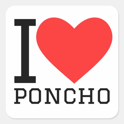 Sticker Carré J'aime poncho (Devant)