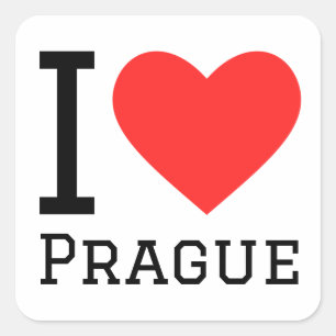 Sticker Carré J'aime Prague