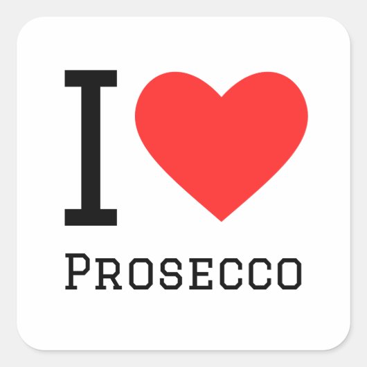 Sticker Carré J'aime Prosecco (Devant)
