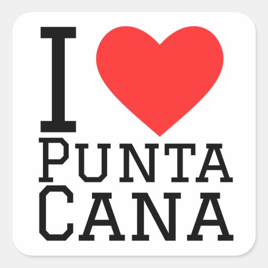Sticker Carré J'aime punta cana (Devant)
