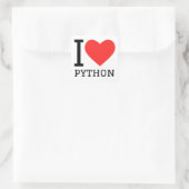 Sticker Carré J'aime Python (Sac)