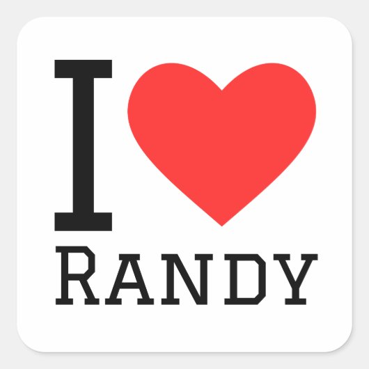 Sticker Carré J'aime randy (Devant)