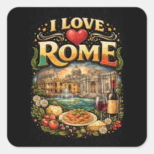 Sticker Carré J'aime Rome