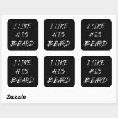 Sticker Carré J'aime sa barbe homme barbu drôle (Feuille)