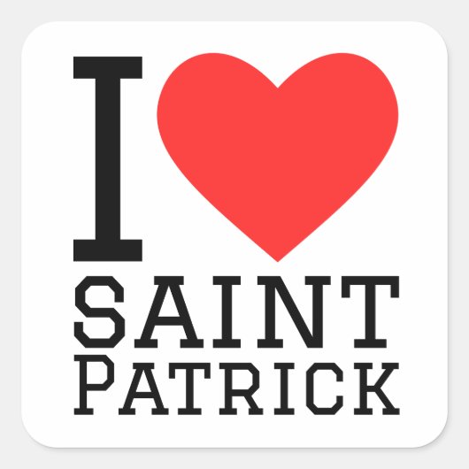 Sticker Carré J'aime saint patrick (Devant)