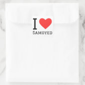 Sticker Carré J'aime Samoyed (Sac)