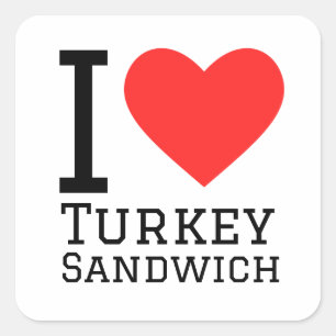 Sticker Carré J'aime sandwich à la dinde