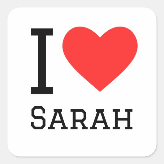 Sticker Carré J'aime Sarah (Devant)