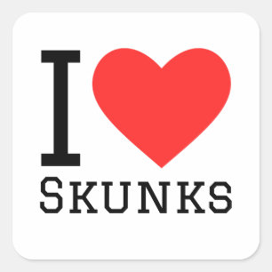 Sticker Carré J'aime skunk
