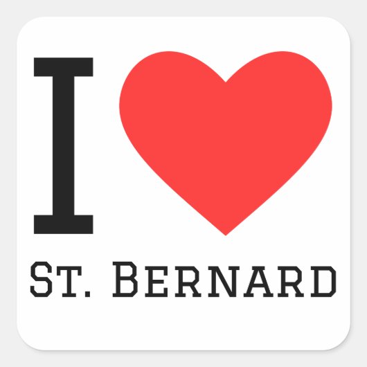 Sticker Carré J'aime St Bernard (Devant)