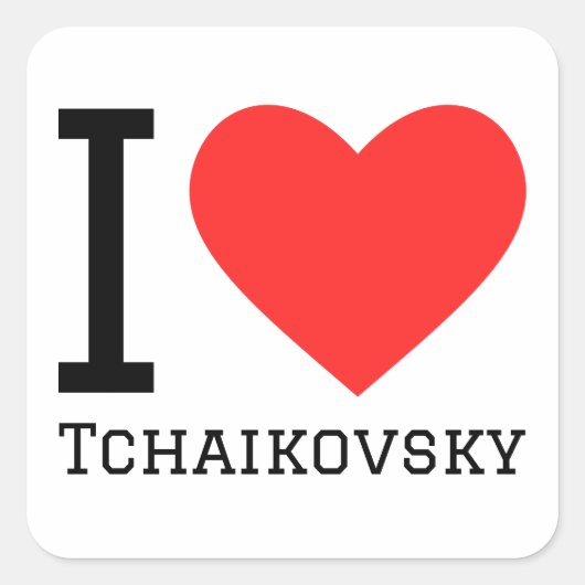 Sticker Carré J'aime tchaikovski (Devant)